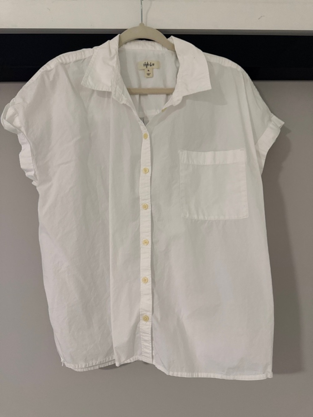 Style & Co. White Short-Sleeve Button Down Shirt